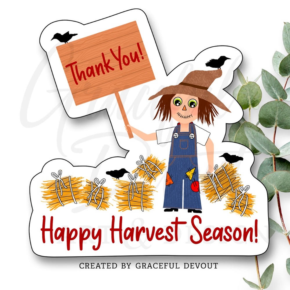 Thank You! Happy Harvest Season! - 2" (inches) (48ct.) Stickers